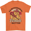 Furball Batter Funny Cat Baseball Humour Mens T-Shirt 100% Cotton Orange