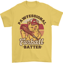 Furball Batter Funny Cat Baseball Humour Mens T-Shirt 100% Cotton Yellow