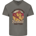 Furball Batter Funny Cat Baseball Humour Mens V-Neck Cotton T-Shirt Charcoal