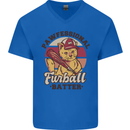 Furball Batter Funny Cat Baseball Humour Mens V-Neck Cotton T-Shirt Royal Blue