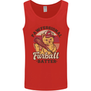 Furball Batter Funny Cat Baseball Humour Mens Vest Tank Top Red