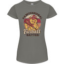 Furball Batter Funny Cat Baseball Humour Womens Petite Cut T-Shirt Charcoal