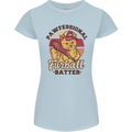 Furball Batter Funny Cat Baseball Humour Womens Petite Cut T-Shirt Light Blue