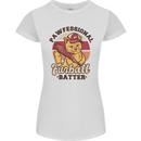 Furball Batter Funny Cat Baseball Humour Womens Petite Cut T-Shirt White