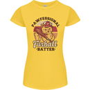 Furball Batter Funny Cat Baseball Humour Womens Petite Cut T-Shirt Yellow