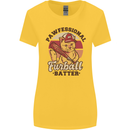 Furball Batter Funny Cat Baseball Humour Womens Wider Cut T-Shirt Yellow