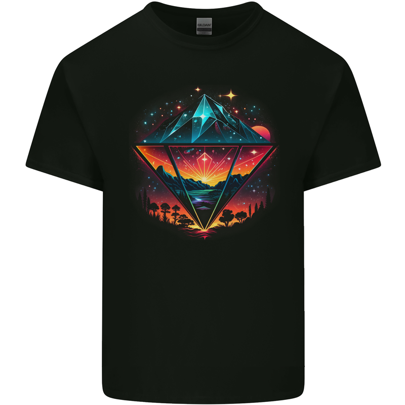 Futuristic Abstract Space Diamond Alien Kids T-Shirt Childrens Black