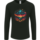 Futuristic Abstract Space Diamond Alien Mens Long Sleeve T-Shirt Black