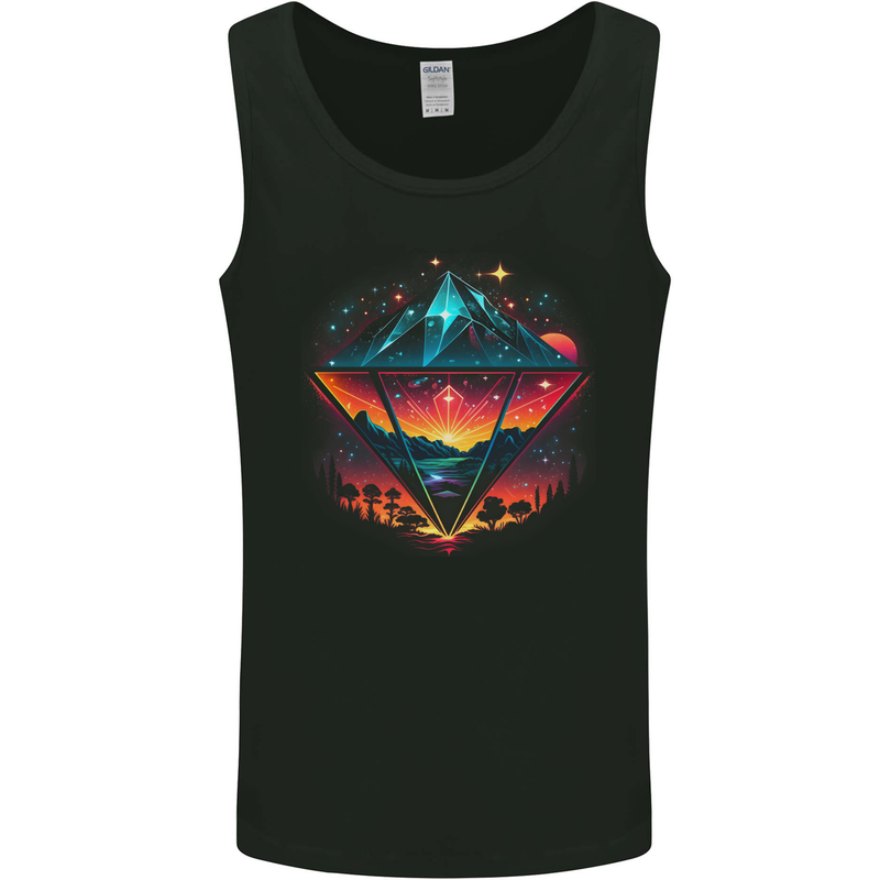 Futuristic Abstract Space Diamond Alien Mens Vest Tank Top Black