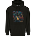 Futuristic Cyberpunk Girl Crypto Alien, Mens 80% Cotton Hoodie Black