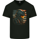 Futuristic USA Space Pilot Astronaut Mens V-Neck Cotton T-Shirt Black