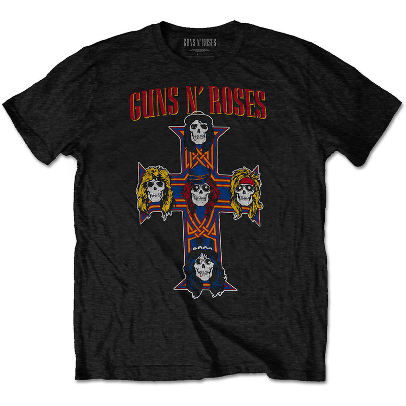 guns n' roses vintage cross mens black music t-shirt rock band icon tee