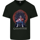 Game of Future Funny Movie Parody Mens V-Neck Cotton T-Shirt Black