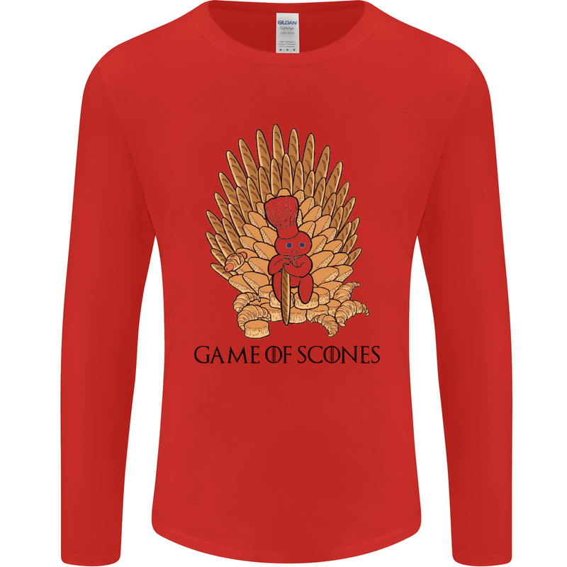 Game of Scones Funny Movie Parody GOT Mens Long Sleeve T-Shirt Red