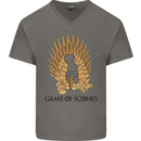 Game of Scones Funny Movie Parody GOT Mens V-Neck Cotton T-Shirt Charcoal