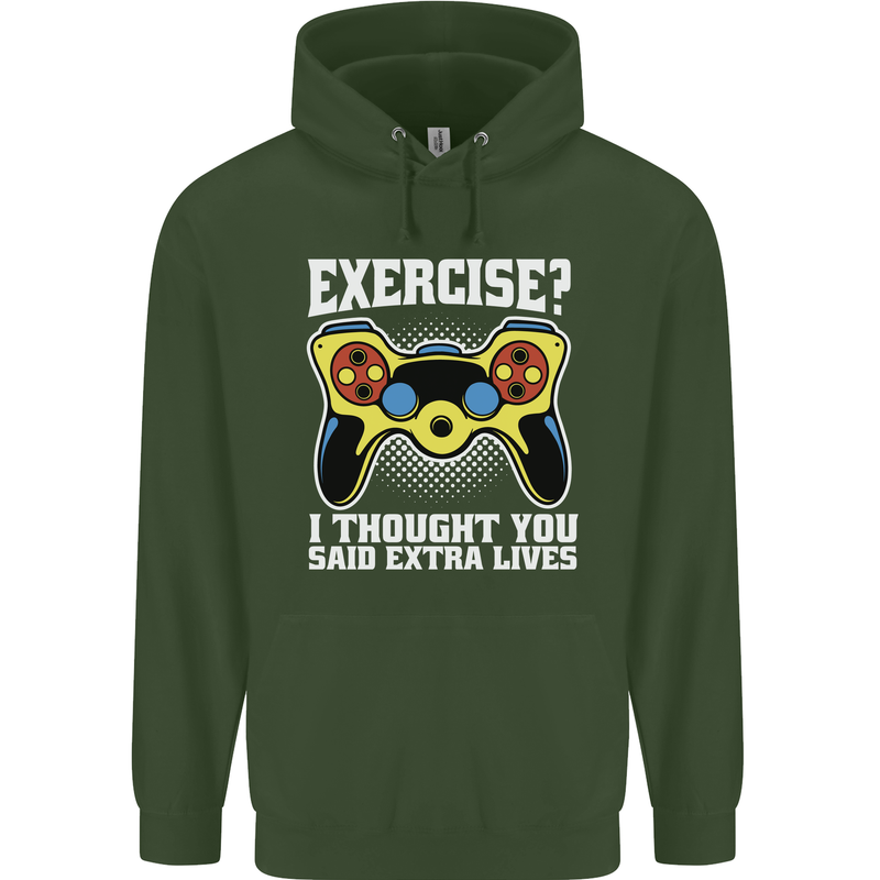 Gamer I Thought Said Extra Lives Gaming Childrens Kids Hoodie Forest Green