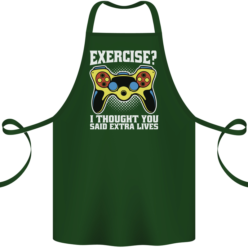 Gamer I Thought Said Extra Lives Gaming Cotton Apron 100% Organic Forest Green