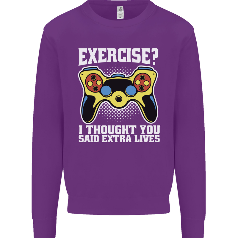 Gamer I Thought Said Extra Lives Gaming Kids Sweatshirt Jumper Purple