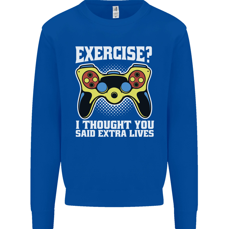 Gamer I Thought Said Extra Lives Gaming Kids Sweatshirt Jumper Royal Blue