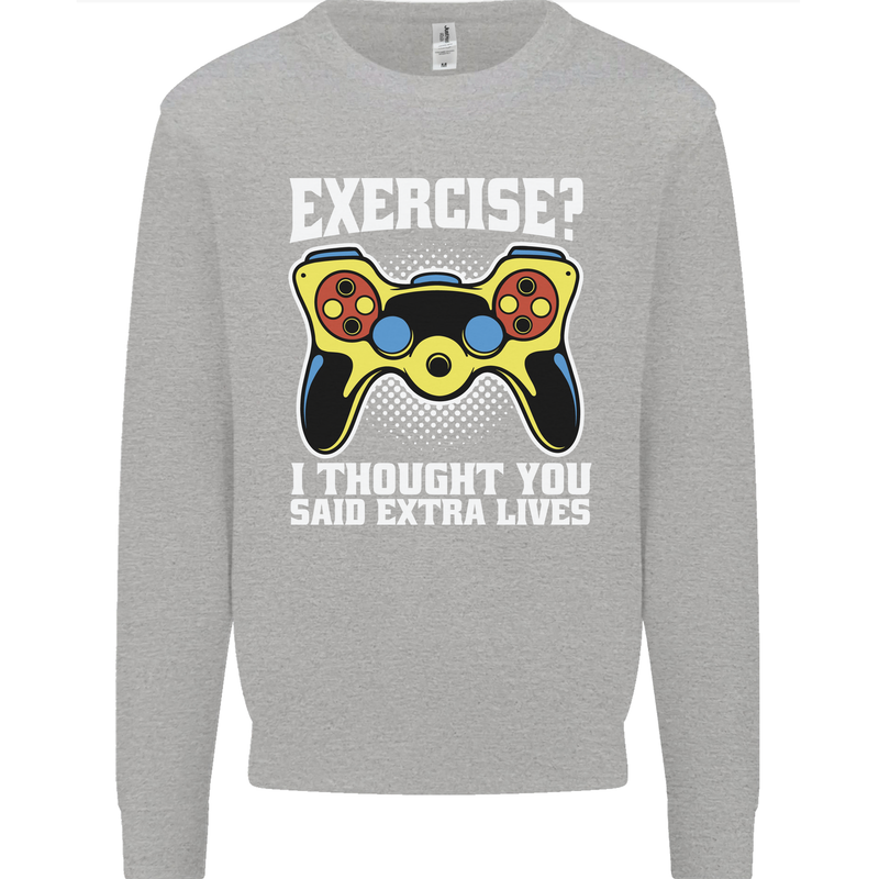 Gamer I Thought Said Extra Lives Gaming Kids Sweatshirt Jumper Sports Grey