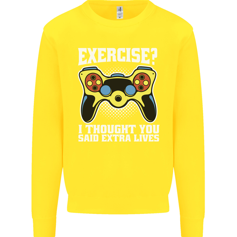 Gamer I Thought Said Extra Lives Gaming Kids Sweatshirt Jumper Yellow