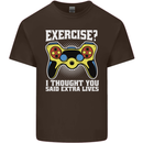 Gamer I Thought Said Extra Lives Gaming Mens Cotton T-Shirt Tee Top Dark Chocolate