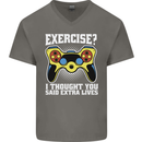 Gamer I Thought Said Extra Lives Gaming Mens V-Neck Cotton T-Shirt Charcoal