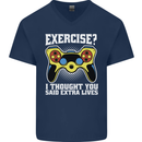 Gamer I Thought Said Extra Lives Gaming Mens V-Neck Cotton T-Shirt Navy Blue