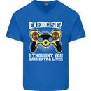 Gamer I Thought Said Extra Lives Gaming Mens V-Neck Cotton T-Shirt Royal Blue