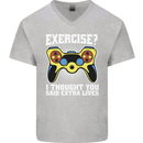 Gamer I Thought Said Extra Lives Gaming Mens V-Neck Cotton T-Shirt Sports Grey