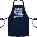 Gaming Eat Sleep Game Respawn Gamer Arcade Cotton Apron 100% Organic Navy Blue
