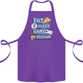 Gaming Eat Sleep Game Respawn Gamer Arcade Cotton Apron 100% Organic Purple