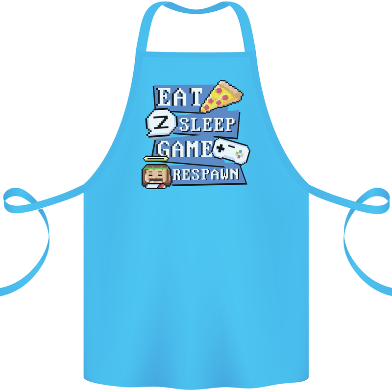 Gaming Eat Sleep Game Respawn Gamer Arcade Cotton Apron 100% Organic Turquoise