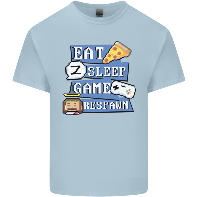 Gaming Eat Sleep Game Respawn Gamer Arcade Kids T-Shirt Childrens Light Blue