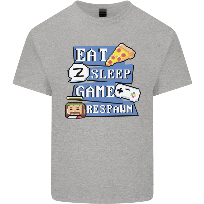 Gaming Eat Sleep Game Respawn Gamer Arcade Kids T-Shirt Childrens Sports Grey
