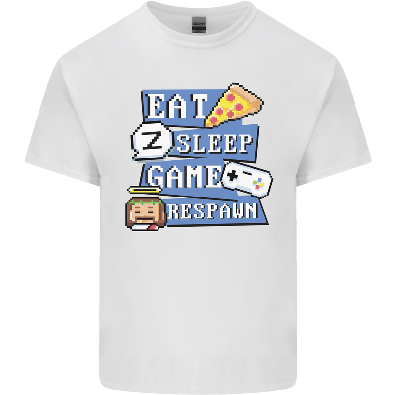 Gaming Eat Sleep Game Respawn Gamer Arcade Kids T-Shirt Childrens White