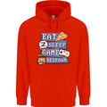Gaming Eat Sleep Game Respawn Gamer Arcade Mens 80% Cotton Hoodie Bright Red