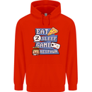 Gaming Eat Sleep Game Respawn Gamer Arcade Mens 80% Cotton Hoodie Bright Red