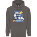 Gaming Eat Sleep Game Respawn Gamer Arcade Mens 80% Cotton Hoodie Charcoal