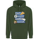 Gaming Eat Sleep Game Respawn Gamer Arcade Mens 80% Cotton Hoodie Forest Green