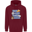 Gaming Eat Sleep Game Respawn Gamer Arcade Mens 80% Cotton Hoodie Maroon
