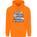Gaming Eat Sleep Game Respawn Gamer Arcade Mens 80% Cotton Hoodie Orange