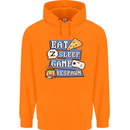 Gaming Eat Sleep Game Respawn Gamer Arcade Mens 80% Cotton Hoodie Orange