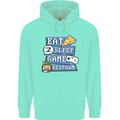 Gaming Eat Sleep Game Respawn Gamer Arcade Mens 80% Cotton Hoodie Peppermint
