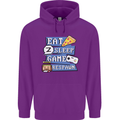 Gaming Eat Sleep Game Respawn Gamer Arcade Mens 80% Cotton Hoodie Purple