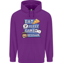 Gaming Eat Sleep Game Respawn Gamer Arcade Mens 80% Cotton Hoodie Purple