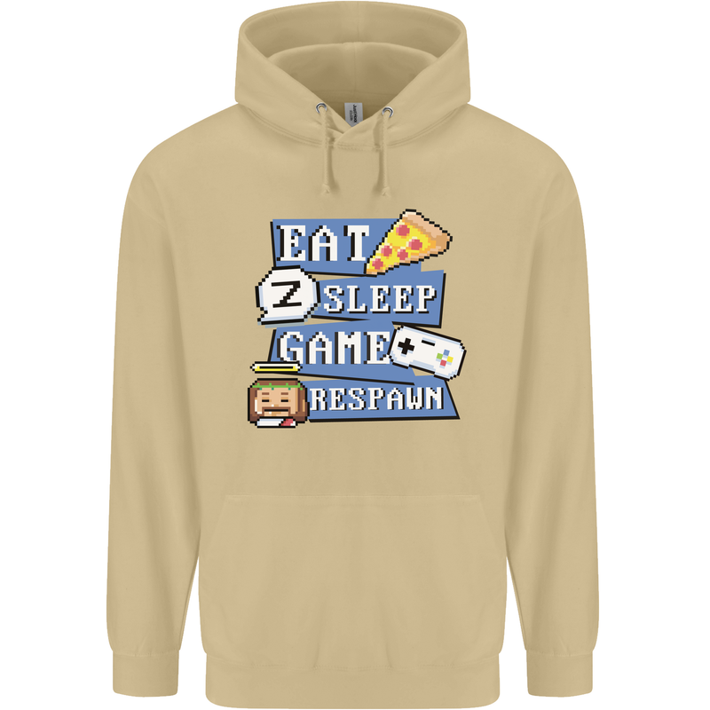 Gaming Eat Sleep Game Respawn Gamer Arcade Mens 80% Cotton Hoodie Sand