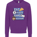 Gaming Eat Sleep Game Respawn Gamer Arcade Mens Sweatshirt Jumper Purple