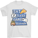 Gaming Eat Sleep Game Respawn Gamer Arcade Mens T-Shirt Cotton Gildan White