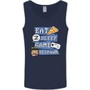Gaming Eat Sleep Game Respawn Gamer Arcade Mens Vest Tank Top Navy Blue